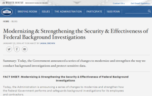 White House Blog Post on Security Clearance Investigations