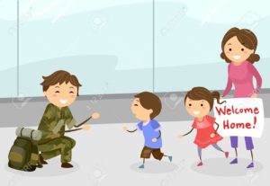 Stickman Family Welcome Dad Soldier Illustration